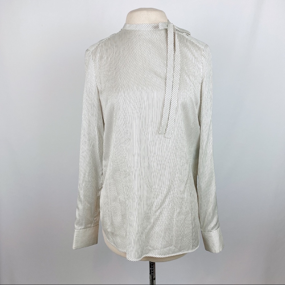 Salvatore Ferragamo Striped Bow Silk Shirt